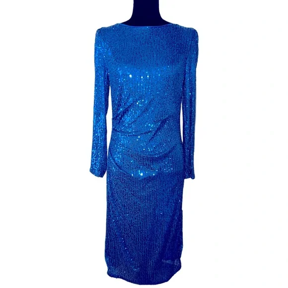 nanette lepore sequin dress Nanette Lepore Nanette Sequin Wrap Dress In Blue